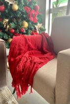 manta para sofá vermelha xale protetor artesanal algodão