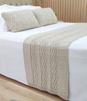 Manta Peseira Tricot Cama King 260x60cm +2 Capa de Almofada C1