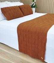 Manta Peseira Tricot Cama King 260x60cm +2 Capa de Almofada N1