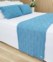 Manta Peseira Tricot Cama King 260x60cm +2 Capa de Almofada N1