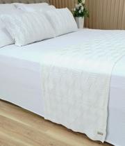 Manta Peseira Tricot Cama King 260x60cm +2 Capa de Almofada N1