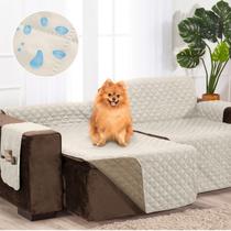 Manta Protetor Sofá Retrátil 2,20m Dupla Face Impermeável Caqui e Palha