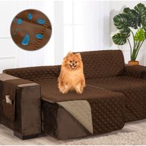 Manta Protetor Sofá Retrátil 2,20m Dupla Face Impermeável Caqui e Tabaco