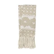 Manta Rústica para Sofá Celta Bege e Branco