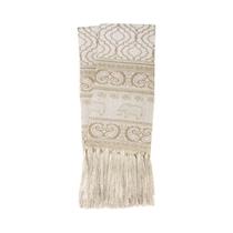 Manta Rústica para Sofá Indiano Bege e Branco