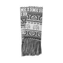 Manta Rústica para Sofá Indiano Preto e Branco