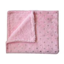 Manta Sherpa Flannel Estrelinhas 75X100 Rosa