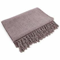 Manta Sofá Algodão Marrom Mesclado 2,40x1,80m Artesanal com Franjas