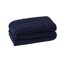 Manta Sofa Cama Solteiro Tricot Viena Marinho