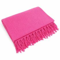 Manta Sofá Gigante Rosa 2,40x1,80m 100% Algodão Artesanal Franjas Decorativa