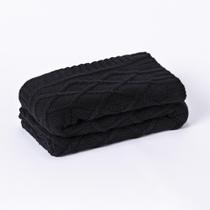 Manta Sofa Sala Cama Casal Tricot Paris Preto