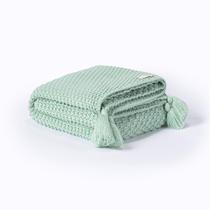 Manta Sofa Sala E Cama Solteiro Tricot 150X60 Verde Menta - Five Star Malhas