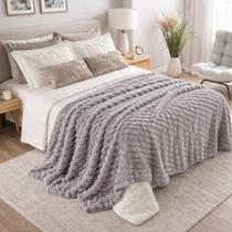 Manta Soft Cama Casal Canelada Cobertor Aveludado 2,00x1,80m Fleece Toque Macio e Quentinho