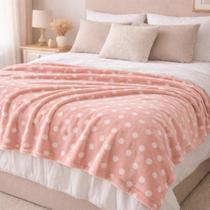 Manta Soft Cama Casal Estampa Poá Cobertor Aveludado 2,00x1,80m Fleece Toque Macio e Quentinho