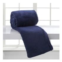 Manta Soft Microfibra Fleece Casal 1 Peça Plush  - Azul Marinho - DE CASA ENXOVAIS