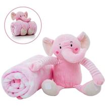 Manta Soft Pelúcia Elefante Cobertor Anti-alérgico Rosa Bebê