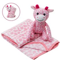 Manta Soft Pelúcia Girafa Cobertor Antialérgico Rosa Bebê