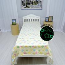 Manta Solteiro Amarela Brilha No Escuro Ideal Para Crianças