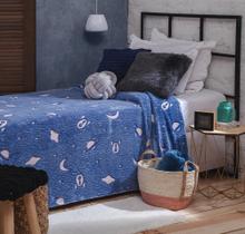 Manta Solteiro Brilha no Escuro Azul Planetas 150x200 Jolitex