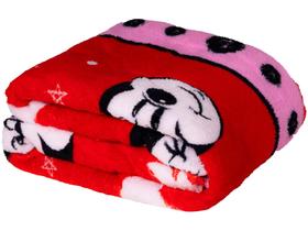 Manta Solteiro de Microfibra Jolitex Fun Minnie Mouse Vermelha