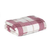 Manta Solteiro Flannel Capri Xadrez Bordô Toque Macio 150x220cm Jolitex