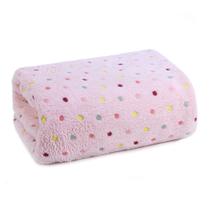 Manta solteiro flannel efeito bordada - poá rosa