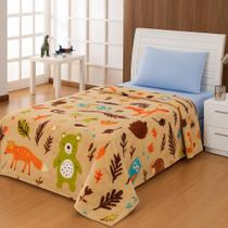 Manta solteiro flannel infantil estampada