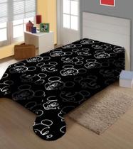 Manta solteiro juvenil 1,50 m x2,00 m MICKEY PRETO Disney jolitex ternille não alérgico.