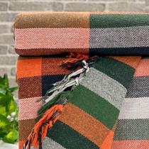 Manta Tambaba King 255cm x 225cm Xadrez Laranja/Verde