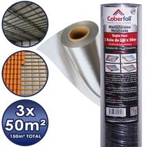 Manta Térmica Dupla Face 1 Metro x 150 Metros Metalizado Total 150 Metros Quadrados Ideal para Vedação e Vazamentos de Telhados Telhas e Coberturas