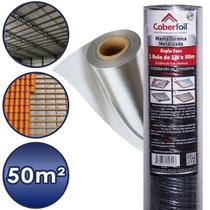 Manta Térmica Metalizada Dupla Face 1m x 50m2 Telhado Sobrecobertura Duas Faces Impermeável Proteção Contra Chuva e Umidade Residência e Industrial