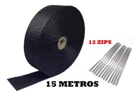 Manta Térmica Preta Termotape P Escapamento 15 Metros 12 Zip