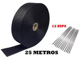 Manta Térmica Preta Termotape P Escapamento 25 Metros 12 Zip