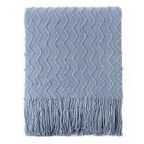 Manta Throw Blanket BATTILO HOME em malha texturizada cinza azulado 50x60