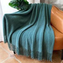 Manta Throw Blanket LOMAO Tricotada em Bolha Texturizada 100% Acrílico Verde-azulado