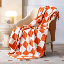 Manta Throw Blanket Sea Roomy Checkered Burnt Orange 150x200cm