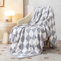 Manta Throw Blanket SeaRoomy Checkered Reversível 130 x 160 cm cinza