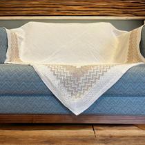 Manta Tipo Xale e Peseira Artesanal Algodão Para Sofá Crochê Grande Decoração 1,40cm x 1,40cm