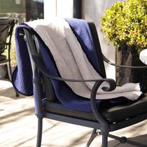 Manta Tricô Marinho Felpuda com Acabamento de Veludo - 120x150cm