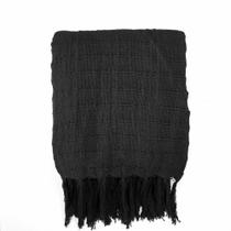 Manta Tropical para Decoração Sofá 100% Algodão 140m x 220m Preta Cia & Art