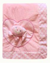 Manta Ursinho Baby Rosa com Bordado Enxoval para Bebê Nenê 75cm x 1metro