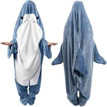 Manta vestível com capuz de flanela supermacia para adultos Shark