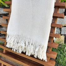 Manta Xale Casal Algodão Decorativa 250x180 Off White