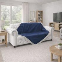 Manta Xale Decorativo Suede Almophadaria 1,40 M X 1,40 M Azul-escuro Liso Manta Xale Decorativo Suede Almophadaria 1,40 M X 1,40 M Azul-escuro Liso