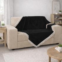 Manta Xale Decorativo Suede Almophadaria 1,40 M X 1,40 M Preto Liso