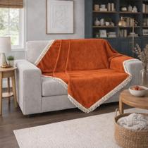 Manta Xale Decorativo Suede Almophadaria 1,40 M X 1,40 M Terracota Liso Manta Xale Decorativo Suede Almophadaria 1,40 M X 1,40 M Terracota Liso