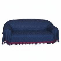 Manta Xale estofados Sofá Gigante Argolas Azul Marinho jacquard 1,80x2,80
