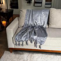 Manta Xale Para Sofá 1,80 X 1,40 Tecido Jacquard com Franja + 2 Capas de Almofada - Decorame Manta Xale Para Sofá 1,80 X 1,40 Tecido Jacquard com Franja + 2 Capas de Almofada - Decorame