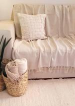 Manta Xale para sofá / cama 1,5x2,2m AREIA tear artesanal decorativa protetora
