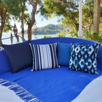 Manta Xale para sofá / cama 1,5x2,2m AZUL ROYAL tear artesanal decorativa protetora - Entrefios
